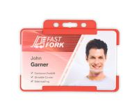 Red Single-Sided Open Faced ID Card Holders - Landscape (Pack of 100)